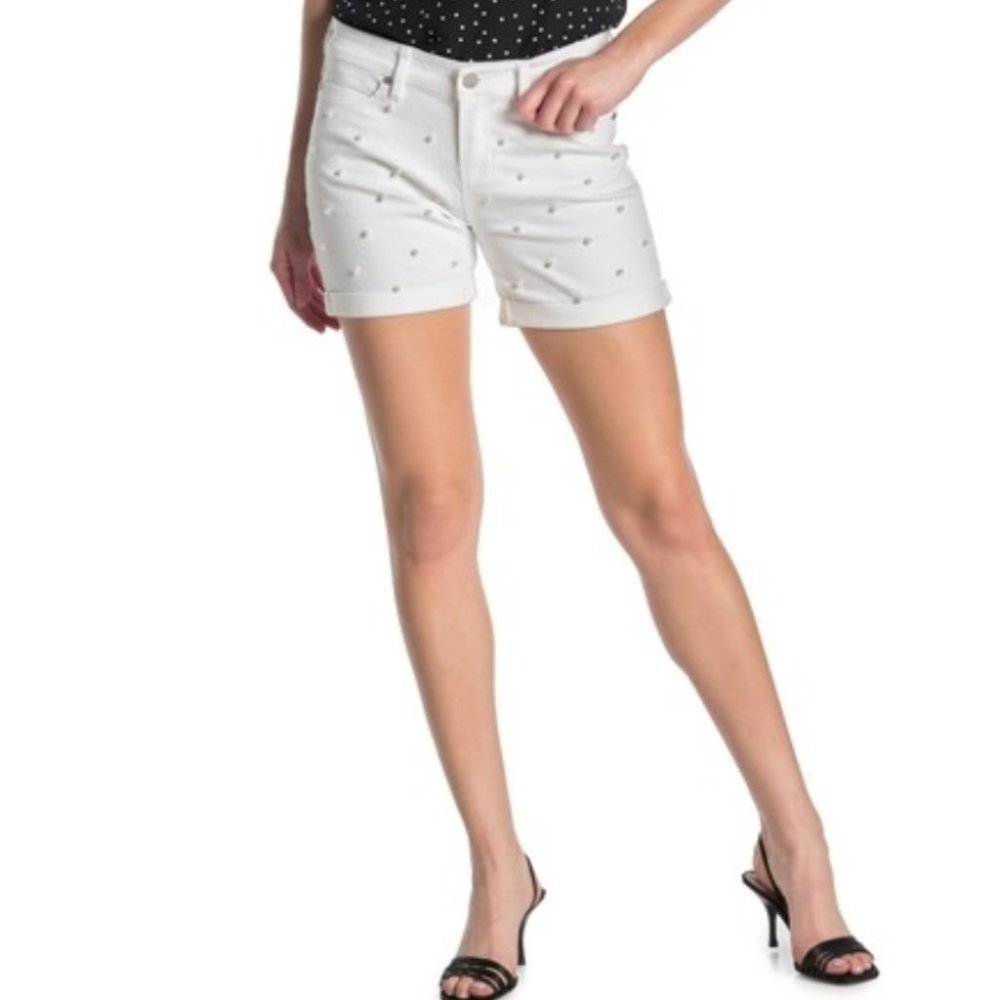 Liverpool Jean Co. Vickie Faux Pearl Cuffed Shorts